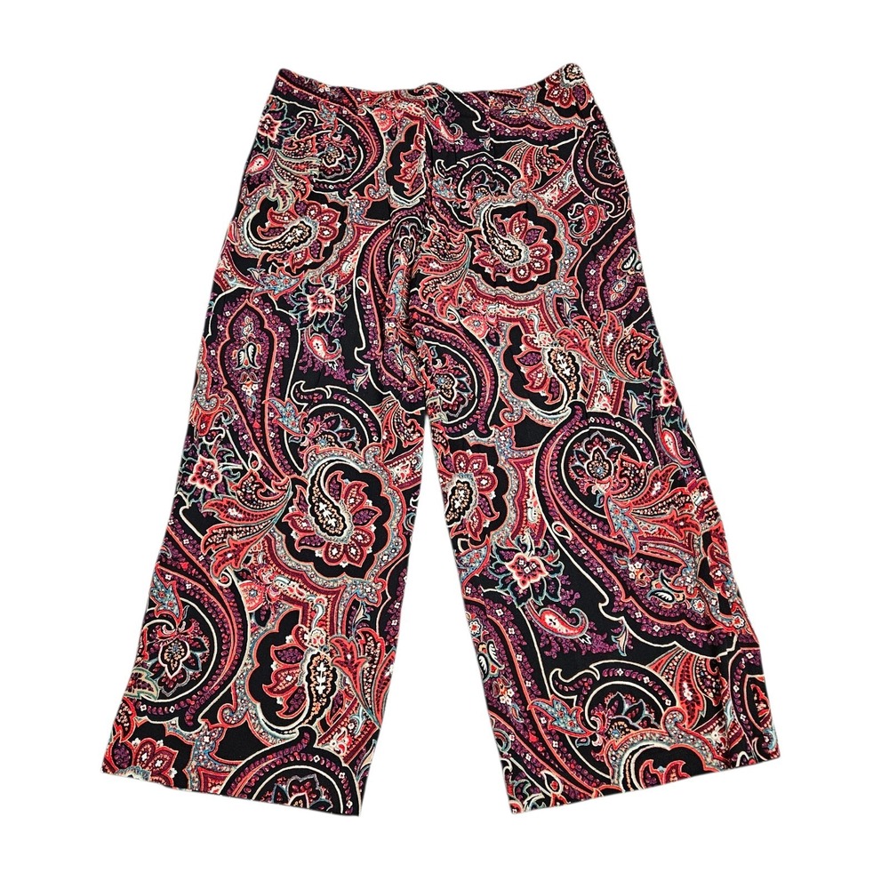 J. Jill Pants Size M‎ Paisley Capris Crop Wide Leg Boho Pull on Rayon Flowy - Picture 2 of 9